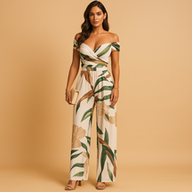 Damen Overall mit Blumendruck im Off-Shoulder-Stil | Juliette-Zermatt Boutique