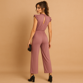 Damen Overall mit Gürtel und Kappenärmeln für festliche Anlässe | Yasmine-Zermatt Boutique