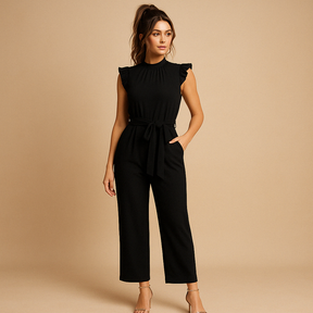 Damen Overall mit Gürtel und Kappenärmeln für festliche Anlässe | Yasmine-Zermatt Boutique