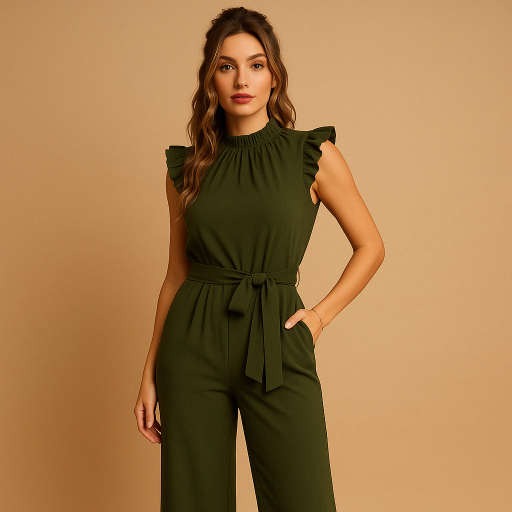 Damen Overall mit Gürtel und Kappenärmeln für festliche Anlässe | Yasmine-Zermatt Boutique