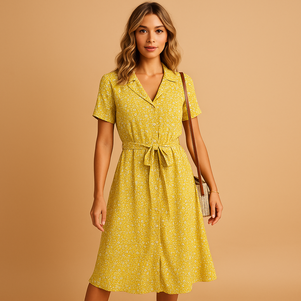 Damenkleid mit Blumendruck und kurzer Ärmeln für den Sommer | Anna-Zermatt Boutique