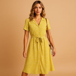 Damenkleid mit Blumendruck und kurzer Ärmeln für den Sommer | Anna-Zermatt Boutique