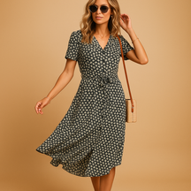 Damenkleid mit Blumendruck und kurzer Ärmeln für den Sommer | Anna-Zermatt Boutique