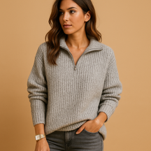 Damenpullover Halb-Zip in eleganter Passform für Büro und Freizeit | Adrianna-Zermatt Boutique