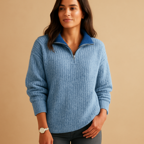 Damenpullover Halb-Zip in eleganter Passform für Büro und Freizeit | Adrianna-Zermatt Boutique