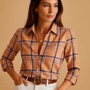 Elegante Bluse Damen mit Transhipment Hals und Druck | Nina-Zermatt Boutique