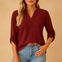 Elegante Bluse Damen mit V-Ausschnitt in Schwarz | Elisa-Zermatt Boutique