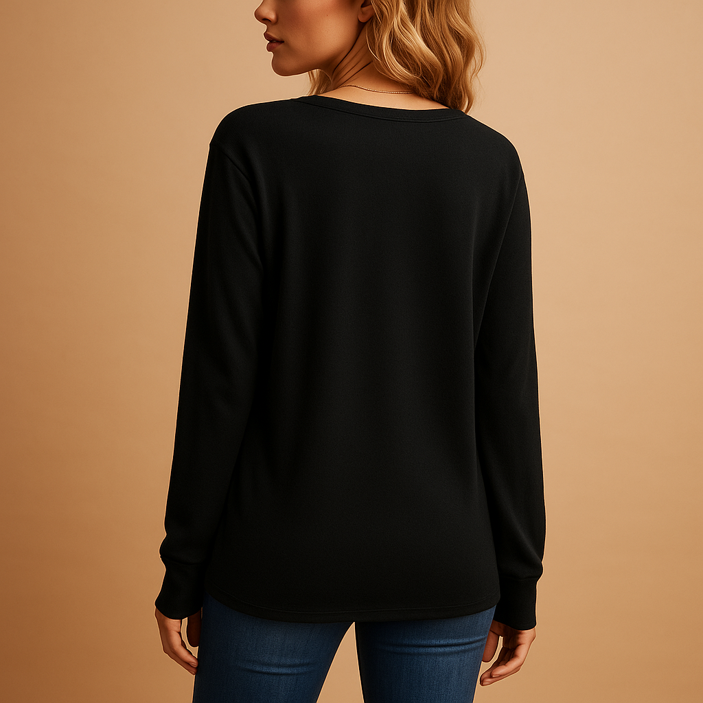 Elegante Bluse Damen mit V-Ausschnitt und Knopfdetails | Jolien-Zermatt Boutique
