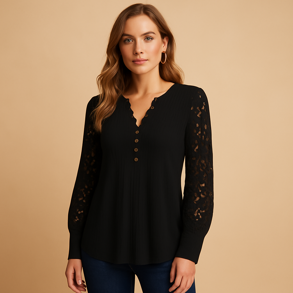 Elegante Bluse Damen mit V-Ausschnitt und Spitzendetails | Annelies-Zermatt Boutique