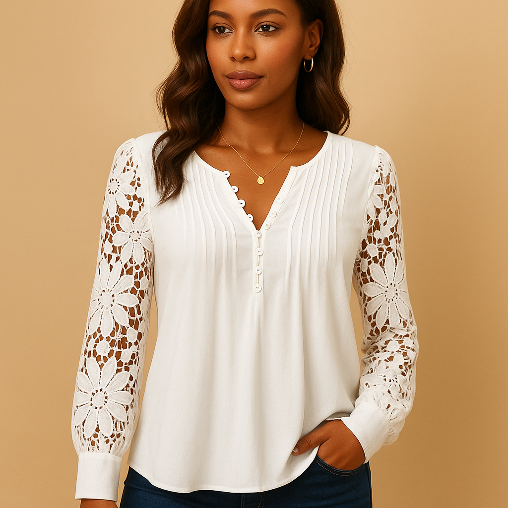 Elegante Bluse Damen mit V-Ausschnitt und Spitzendetails | Annelies-Zermatt Boutique