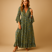Elegantes Damenkleid für Hochzeitsgast mit Boho-Stil | Elise-Zermatt Boutique