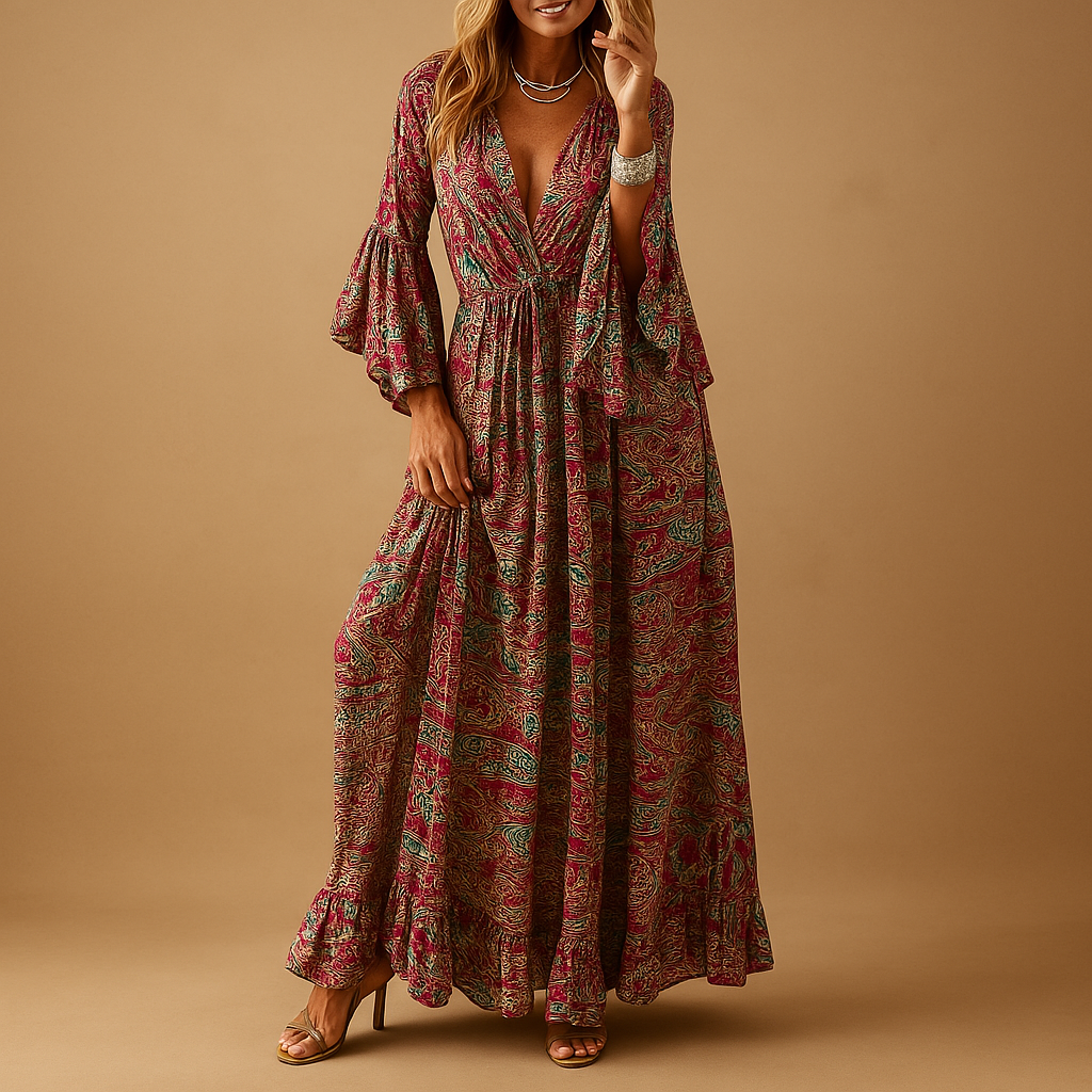Elegantes Damenkleid für Hochzeitsgast mit Boho-Stil | Elise-Zermatt Boutique