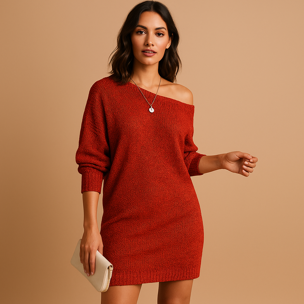 Elegantes Midi Kleid mit Off-Shoulder Design für jeden Anlass | Yara-Zermatt Boutique