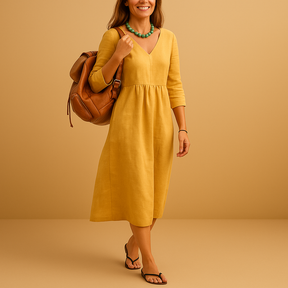 Elegantes Midi-Kleid mit V-Ausschnitt für Damen | Elise-Zermatt Boutique