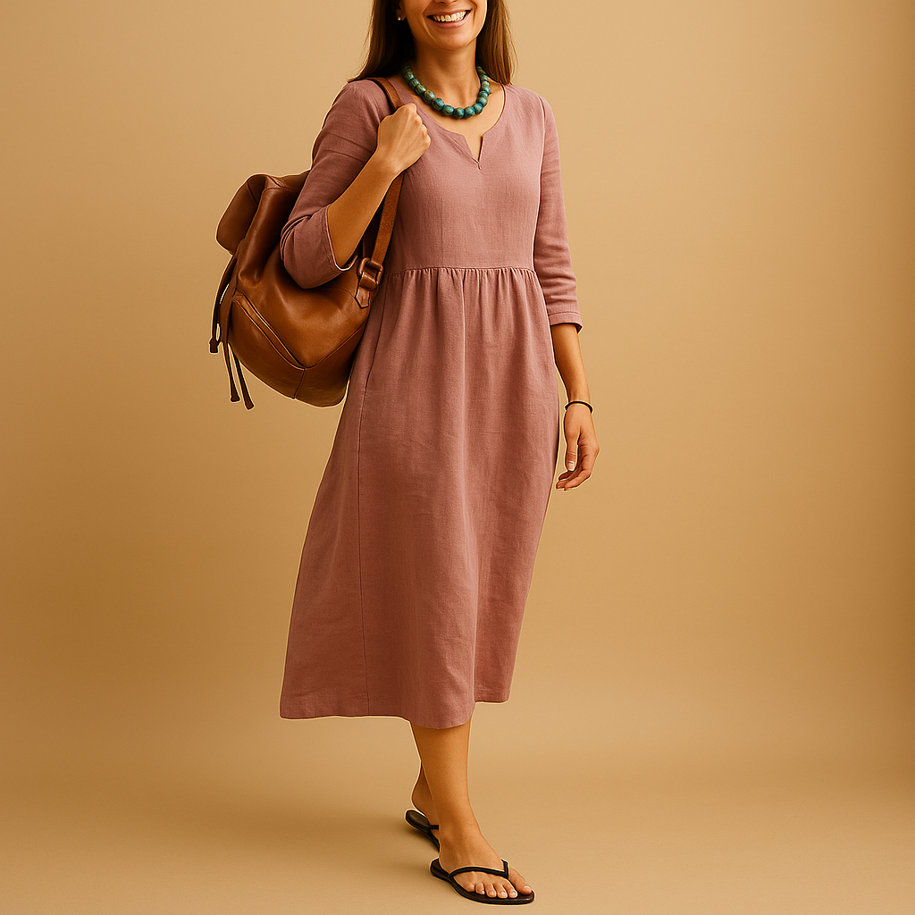 Elegantes Midi-Kleid mit V-Ausschnitt für Damen | Elise-Zermatt Boutique