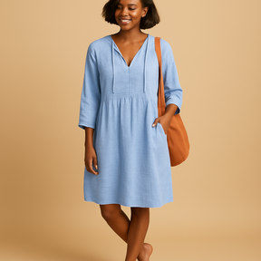 Elegantes Midi Sommerkleid mit kurzen Ärmeln für Damen | Karyl-Zermatt Boutique