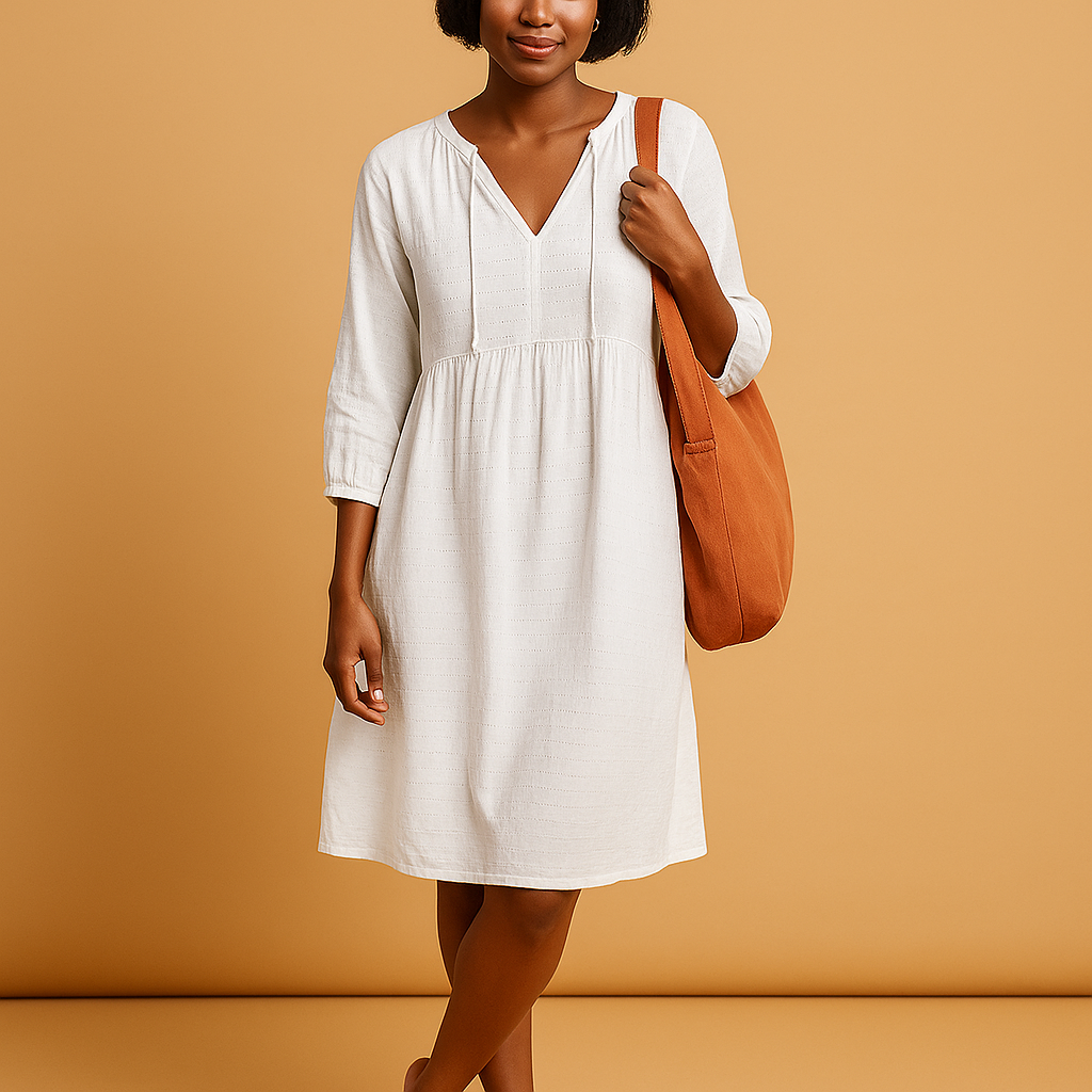 Elegantes Midi Sommerkleid mit kurzen Ärmeln für Damen | Karyl-Zermatt Boutique