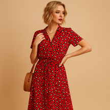 Festliches Midi-Kleid mit kurzen Ärmeln für Damen | Clara-Zermatt Boutique