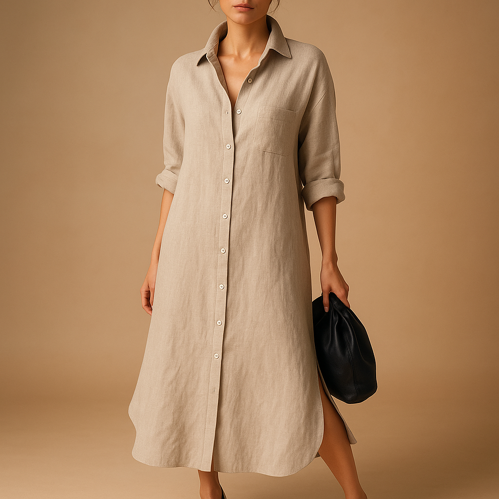Hemdblusenkleid aus Hanfmischung mit lockerer Passform | Isabelle-Zermatt Boutique