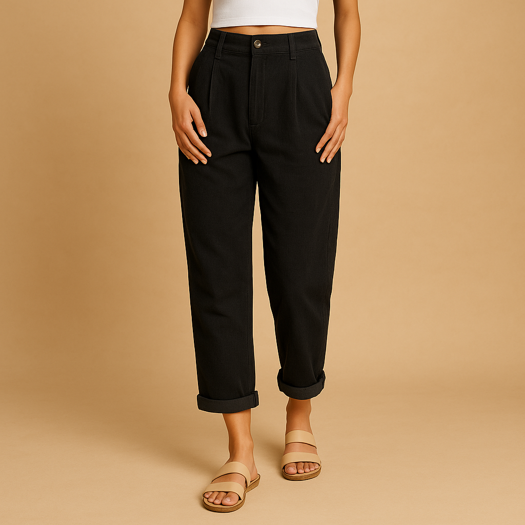 Hochtaillierte Stoffhose Damen mit geraden Beinen | Nina-Zermatt Boutique