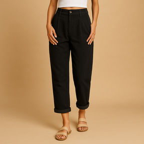 Hochtaillierte Stoffhose Damen mit geraden Beinen | Nina-Zermatt Boutique