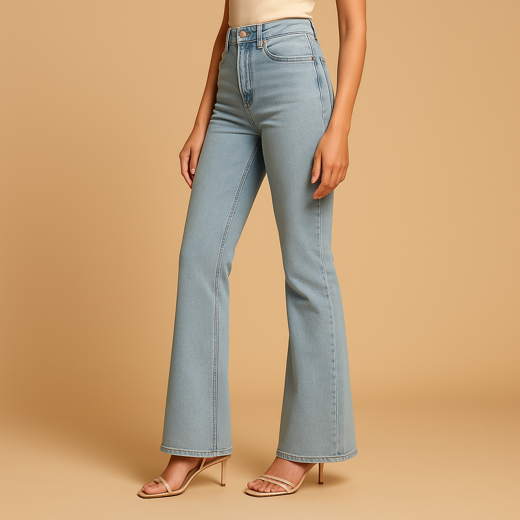 Hohe Taille Jeans mit ausgestellten Beinen für Damen | Yasmine-Zermatt Boutique