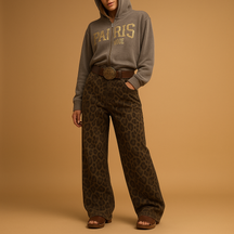 Jeans Damen Slim Fit mit Leopardenmuster für einen kühnen Look | Nelly-Zermatt Boutique