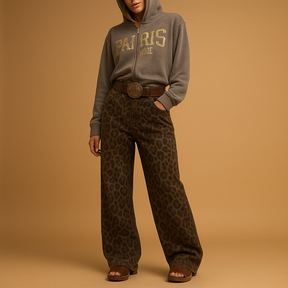 Jeans Damen Slim Fit mit Leopardenmuster für einen kühnen Look | Nelly-Zermatt Boutique