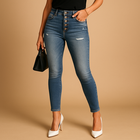Jeans Damen im Slim Fit mit trendigen Zerrissenheiten | Mila-Zermatt Boutique