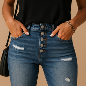 Jeans Damen im Slim Fit mit trendigen Zerrissenheiten | Mila-Zermatt Boutique