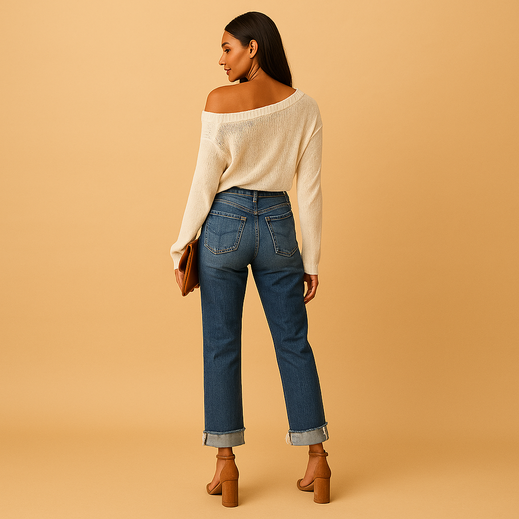Jeans Damen mit asymmetrischer Taille für lässigen Style | Edna-Zermatt Boutique