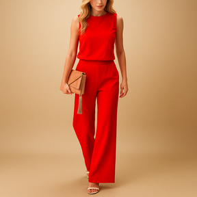 Jumpsuit Damen mit weitem Bein und rundem Hals | Anna-Zermatt Boutique
