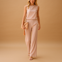 Jumpsuit Damen mit weitem Bein und rundem Hals | Anna-Zermatt Boutique