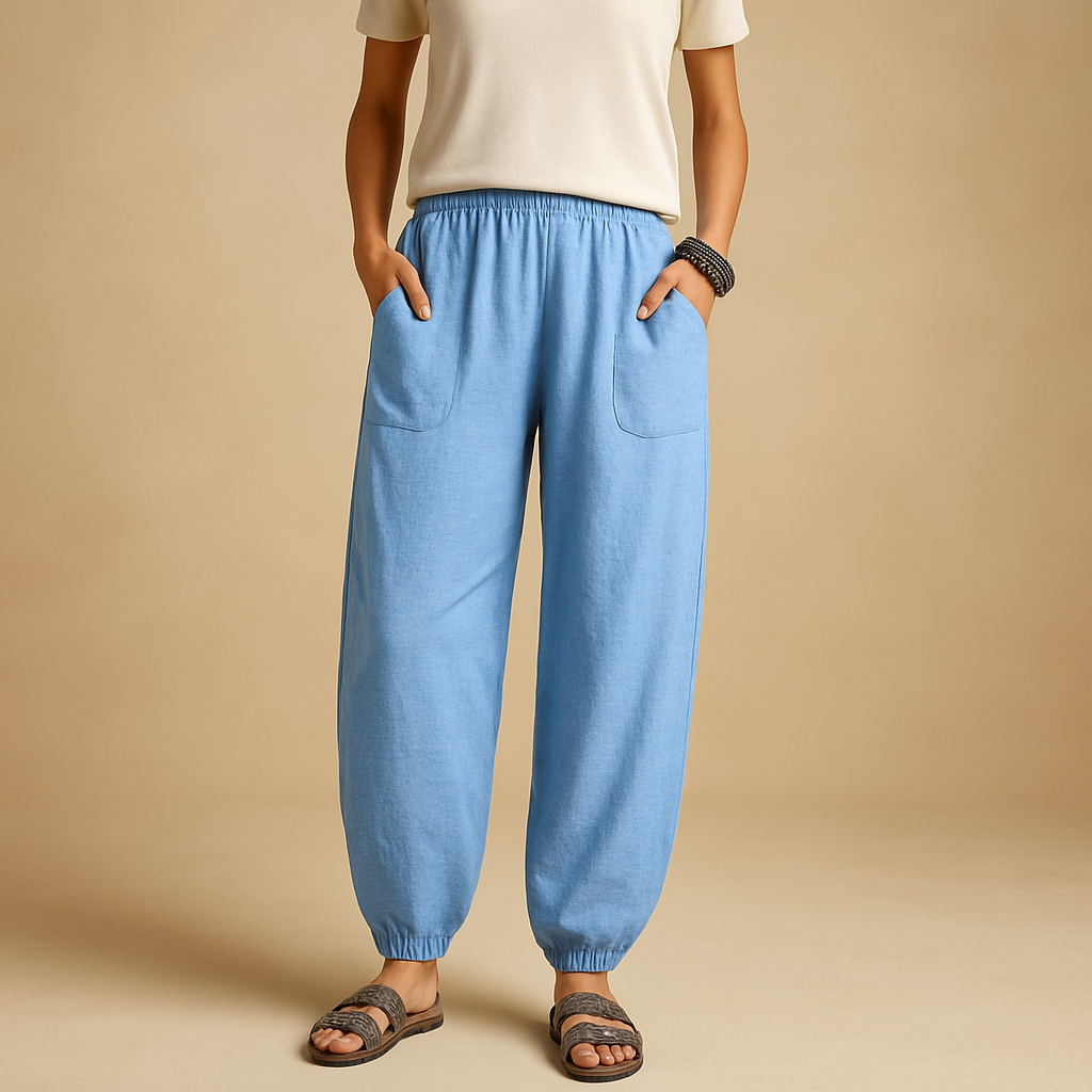 Leichte Sommerhose Damen mit Hoher Taille im Boho-Stil | Femke-Zermatt Boutique