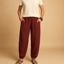 Leichte Sommerhose Damen mit Hoher Taille im Boho-Stil | Femke-Zermatt Boutique
