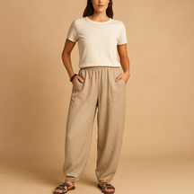 Leichte Sommerhose Damen mit Hoher Taille im Boho-Stil | Femke-Zermatt Boutique