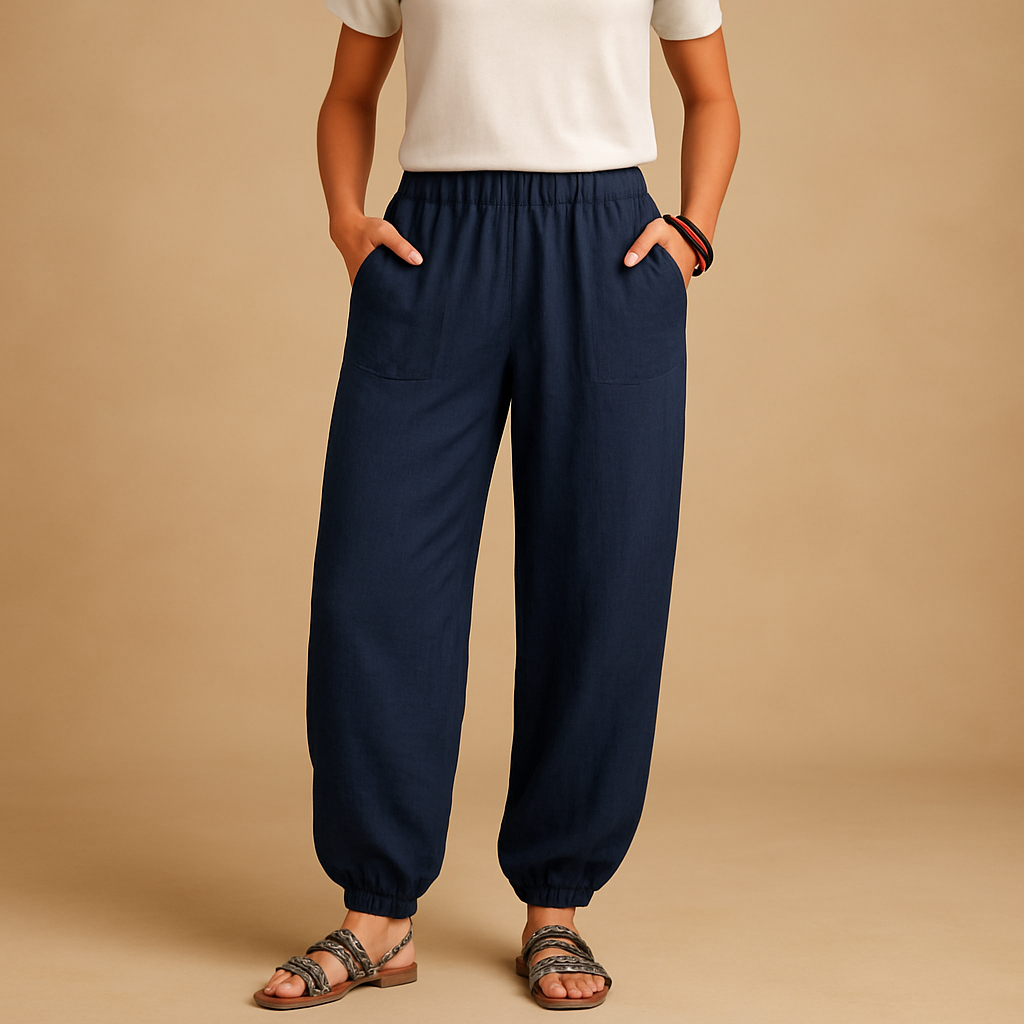 Leichte Sommerhose Damen mit Hoher Taille im Boho-Stil | Femke-Zermatt Boutique