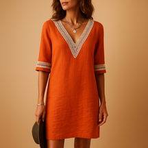 Luftige Italienische Sommerkleid mit V-Ausschnitt und Spitze | Elvira-Zermatt Boutique