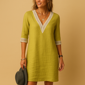 Luftige Italienische Sommerkleid mit V-Ausschnitt und Spitze | Elvira-Zermatt Boutique