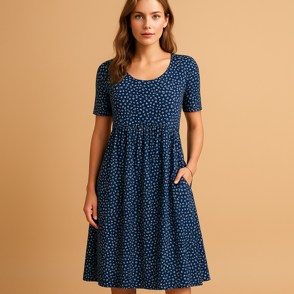 Luftiges Midi Kleid mit Verspielten Drucken für Damen | Janne-Zermatt Boutique