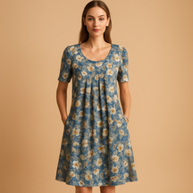 Luftiges Midi Kleid mit Verspielten Drucken für Damen | Janne-Zermatt Boutique
