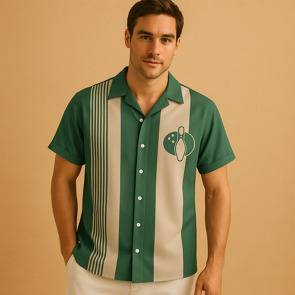Poloshirt Herren mit Auffälligem Retro Bowling Print | Krawatten-Zermatt Boutique
