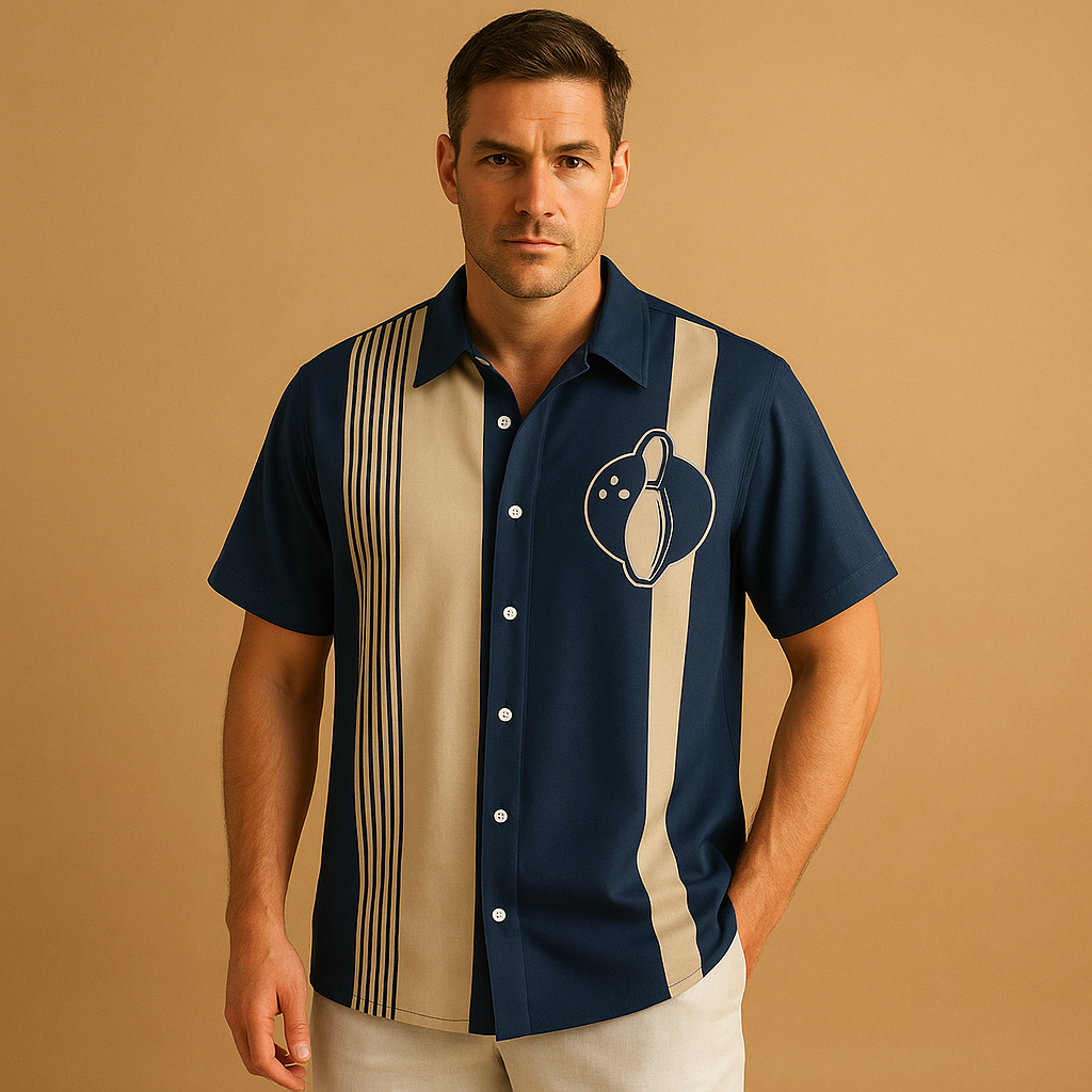 Poloshirt Herren mit Auffälligem Retro Bowling Print | Krawatten-Zermatt Boutique