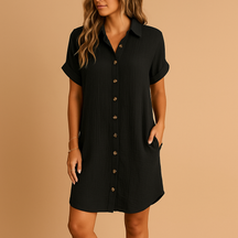 Sommerkleid Damen im Hemd-Stil mit Knopfverschluss | Valeria-Zermatt Boutique