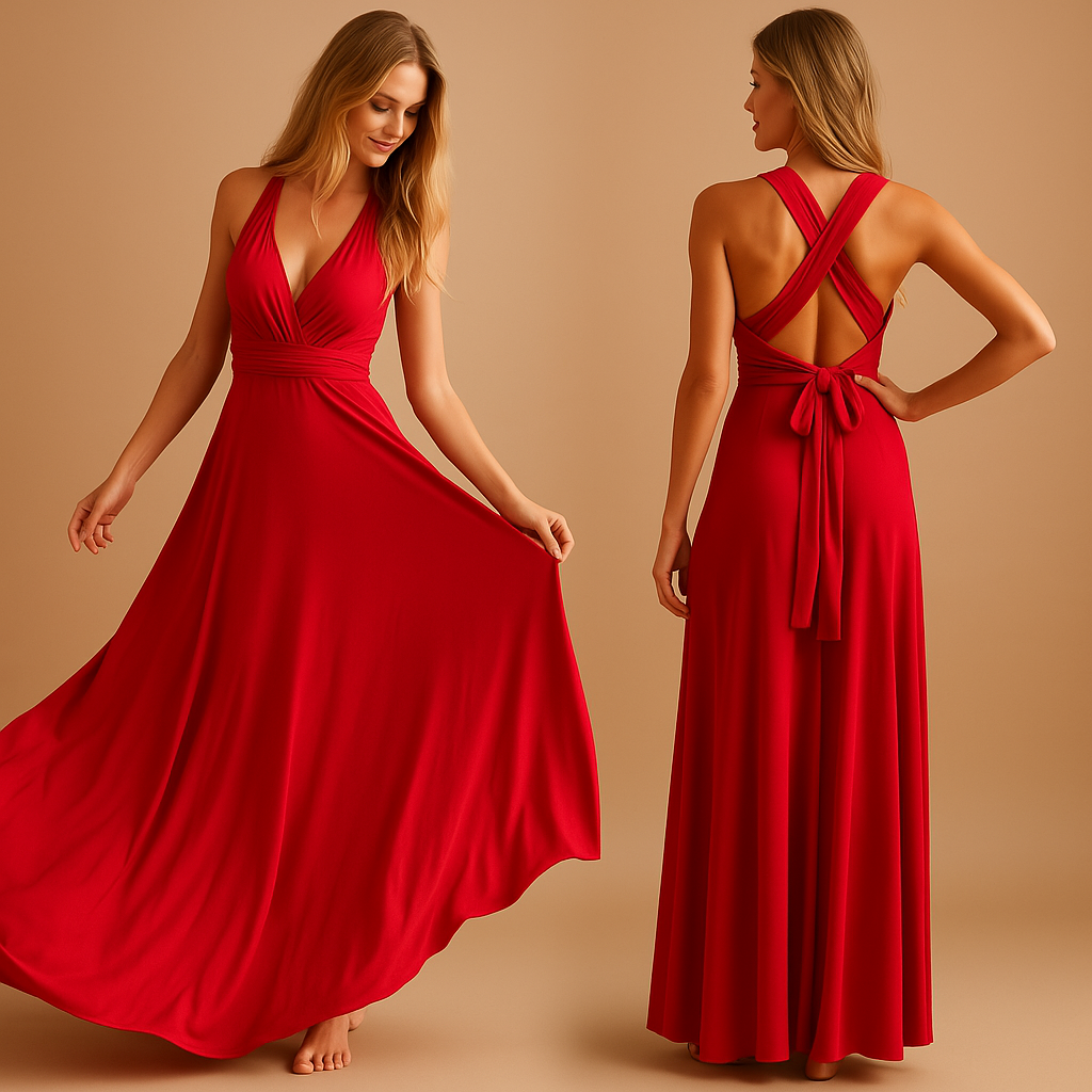Wickelkleid mit Plissierter Taille und Langen Bändern | Mila-Zermatt Boutique