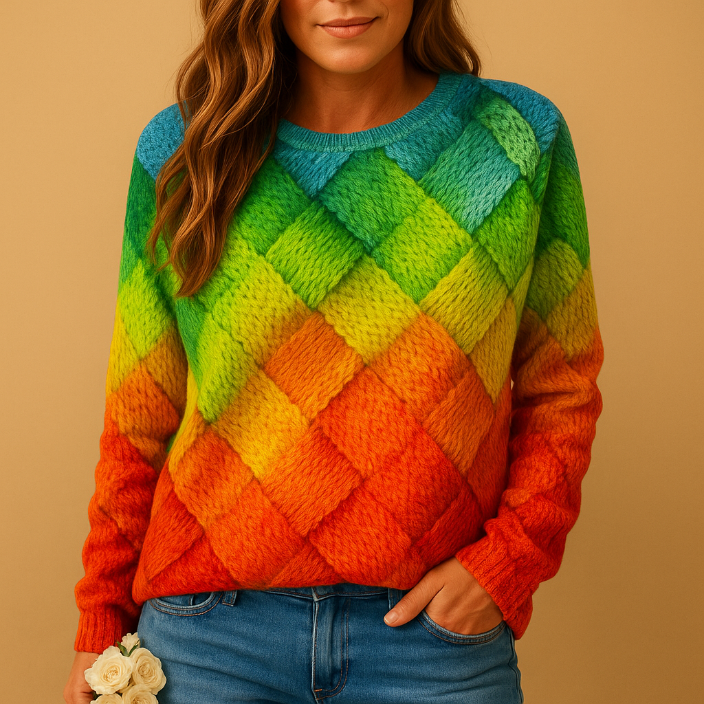 Strickpullover Damen mit auffälligem Druck und weichem Komfort | Rubin-2