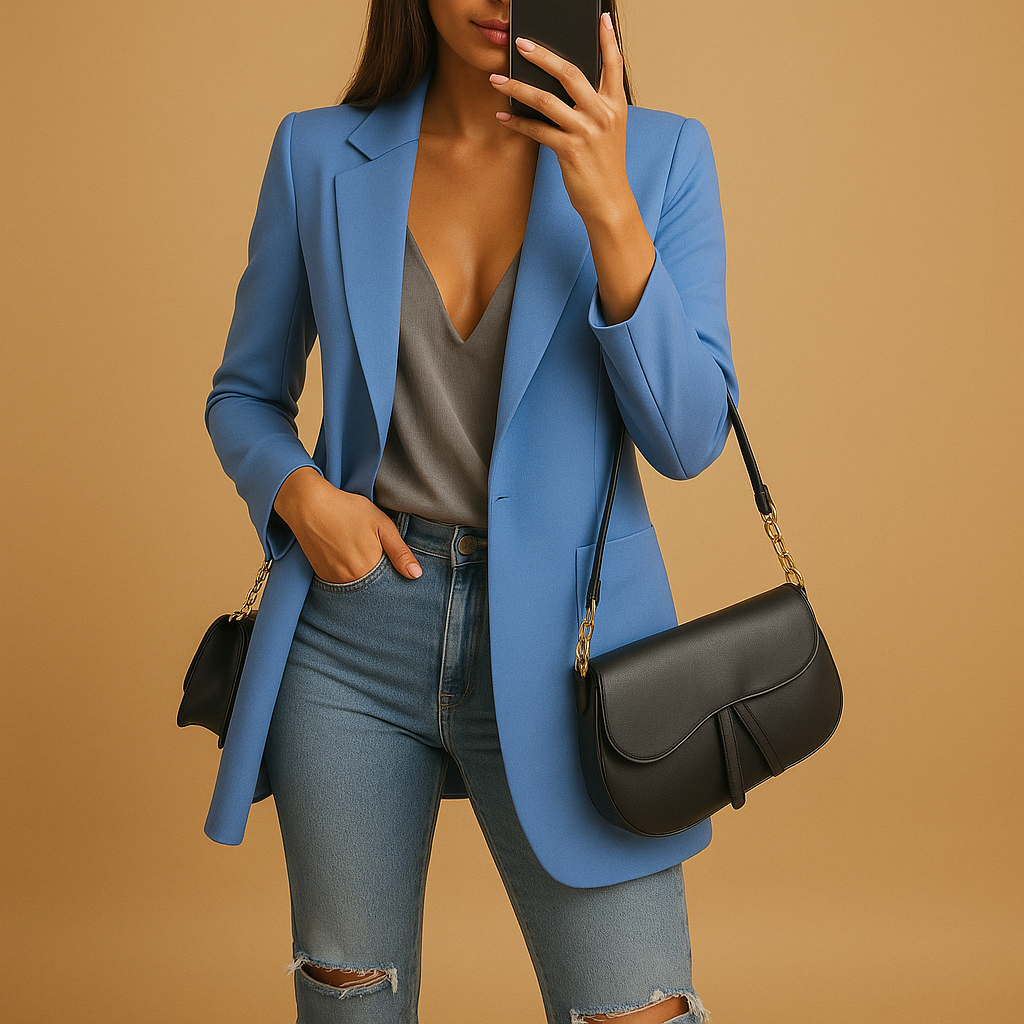 Eleganter langer Blazer mit schlankem Schnitt für Damen | Elise-2